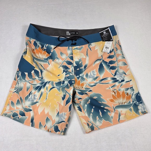 NWT Volcom Mod-Tech‎ Boardshorts Men's Sz 38 Tropical Beach Pool Summer - Picture 1 of 8